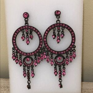 Glamorous | Genuine Stone | Pink Crystal Chandelier Women’s Earrings